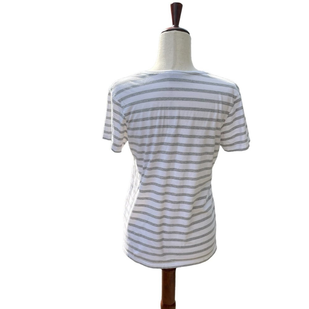 Ralph Lauren Sport grey, white stripe V neck Tee Shirt 100% Pima cotton Large - Picture 9 of 12